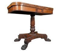 WILLIAM IV 19TH CENTURY ROSEWOOD FOLD OUT CARD GAMES TABLE