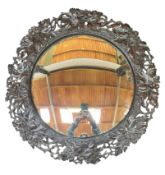 19TH CENTURY BLACK FOREST CONVEX FISH EYE WALL MIRROR