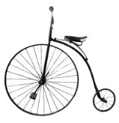 LATE VICTORIAN 19TH CENTURY C. 1890 BLACK PAINTED METAL 'PENNY FARTHING' BICYCLE