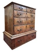 GEORGE III 18TH CENTURY WALNUT CHEST ON CHEST OF DRAWERS