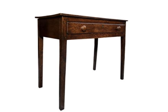 A George III 18th century oak wood lowboy desk. The writing table ...