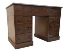 VICTORIAN 19TH CENTURY MAHOGANY TWIN PEDESTAL WRITING DESK