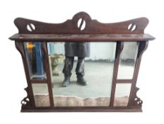 LATE VICTORIAN ARTS & CRAFTS MAHOGANY OVERMANTEL MIRROR