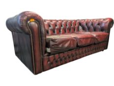 VINTAGE 20TH CENTURY OXBLOOD CHESTERFIELD LEATHER SOFA
