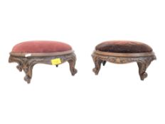 TWO 19TH CENTURY VICTORIAN UPHOLSTERED STOOLS