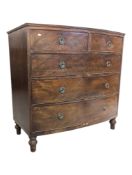 19TH CENTURY VICTORIAN MAHOGANY BOW FRONT CHEST OF DRAWERS