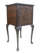 19TH CENTURY VICTORIAN BURR WALNUT BEDSIDE / POT CUPBOARD