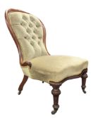 VICTORIAN 19TH CENTURY MAHOGANY SPOON BACK LADIES ARMCHAIR