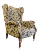 VINTAGE 20TH CENTURY QUEEN ANNE STYLE WINGBACK ARMCHAIR