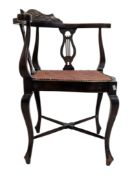 EDWARDIAN MAHOGANY CORNER CHAIR