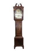 19TH CENTURY MOONPHASE ACTION PAINTED FACE LONGCASE CLOCK