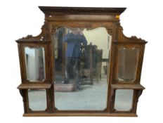 19TH CENTURY BIEDERMEIER FLAME MAHOGANY OVERMANTEL MIRROR
