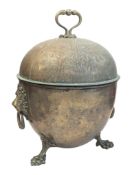 19TH CENTURY VICTORIAN BRASS LION PAW COAL SCUTTLE
