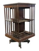 EDWARDIAN MAHOGANY REVOLVING PEDESTAL BOOKCASE