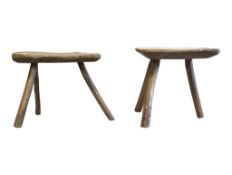 PAIR OF EARLY 20TH CENTURY ELM MILKING STOOLS