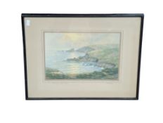 MID CENTURY WATERCOLOUR PAINTING OF A CORNISH COASTLINE