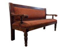 VINTAGE 20TH CENTURY MAHOGANY RAILWAY / PUB BENCH SEAT