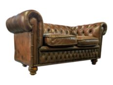 19TH CENTURY TWO SEATER LEATHER CHESTERFIELD SOFA