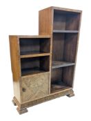 EARLY 20TH CENTURY ART DECO 1930S WALNUT DISPLAY UNIT / BOOKCASE