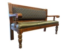 VINTAGE 20TH CENTURY MAHOGANY LODGE / RAILWAY STATION BENCH