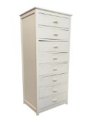 20TH CENTURY WHITE PAINTED SEMAINIER PEDESTAL CHEST