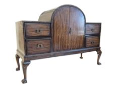 VINTAGE 1940S ART DECO WALNUT SIDEBOARD / COCKTAIL CABINET