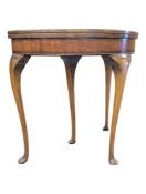 QUEEN ANNE REVIVAL WALNUT DEMI - LUNE FOLDING CARD TABLE
