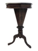 19TH CENTURY VICTORIAN MAHOGANY CHESS BOARD INLAID SEWING BOX