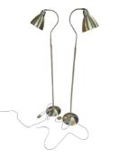 TWO CONTEMPORARY FLOOR STANDING GILT METAL LAMPS