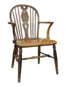 18TH CENTURY ASH & ELM WINDSOR WHEELBACK ARMCHAIR
