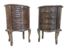 PAIR OF REPRODUCTION MAHOGANY CYLINDER BEDSIDE CHESTS