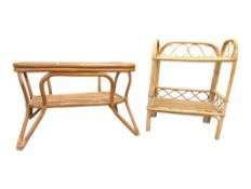 BRITISH MODERN DESIGN - VINTAGE 20TH CENTURY BAMBOO COFFEE TABLE & SHELF UNIT