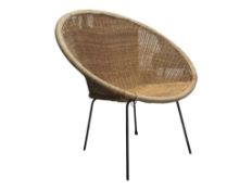 VINTAGE MID 20TH CENTURY WICKER & CANE SATELLITE CHAIR
