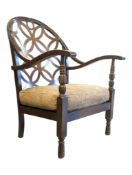 EARLY 20TH CENTURY FIRESIDE CHAIR IN MANNER OF FRANCES ELKINS