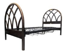 HEAL & SON OF LONDON - EARLY 20TH CENTURY OAK WOOD SINGLE BED FRAME