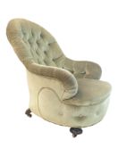 VICTORIAN 19TH CENTURY BUTTON BACK ARMCHAIR