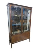 EDWARDIAN MAHOGANY CHINA DISPLAY CABINET VITRINE