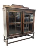 WARING & GILLOWS 1920S OAK DISPLAY BOOKCASE CABINET