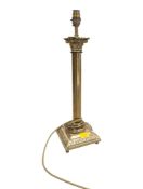 19TH CENTURY VICTORIAN BRASS COLUMNAR CORINTHIAN LAMP BASE