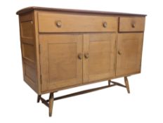 ERCOL FURNITURE - RETRO MID CENTURY BEECH & ELM SIDEBOARD CREDENZA