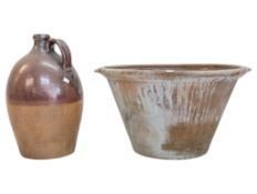 LARGE GLAZED TERRACOTTA MIXING BOWL