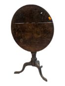 18TH CENTYRUY OAK & ELM WOOD TILT TOP PEDESTAL OCCASIONAL TABLE