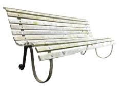 WROUGHT IRON 20TH CENTURY STRAP WORK GARDEN BENCH