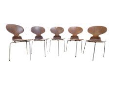 ARNE JACOBSEN FOR FRITZ HANSEN - FIVE RETRO ANT DINING CHAIRS MODEIL 3101