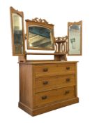 EDWARDIAN SATIN WALNUT ARTS & CRAFTS BATWING DRESSING CHEST OF DRAWERS