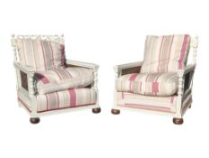 PAIR OF 19TH CENTURY WHITE PAINTED BERGERE ARMCHAIRS