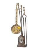 19TH CENTURY GEORGE III BRASS FIRE COMPANION SET