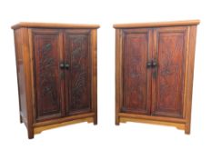 PAIR OF VINTAGE 20TH CENTURY CHINOISERIE HARDWOOD CABINETS