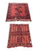 TWO VINTAGE 20TH CENTURY AFGHAN ISLAMIC CARPET FLOOR RUGS