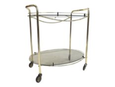 CONTEMPORARY BRASS & SMOKED GLASS DRINKS TROLLEY